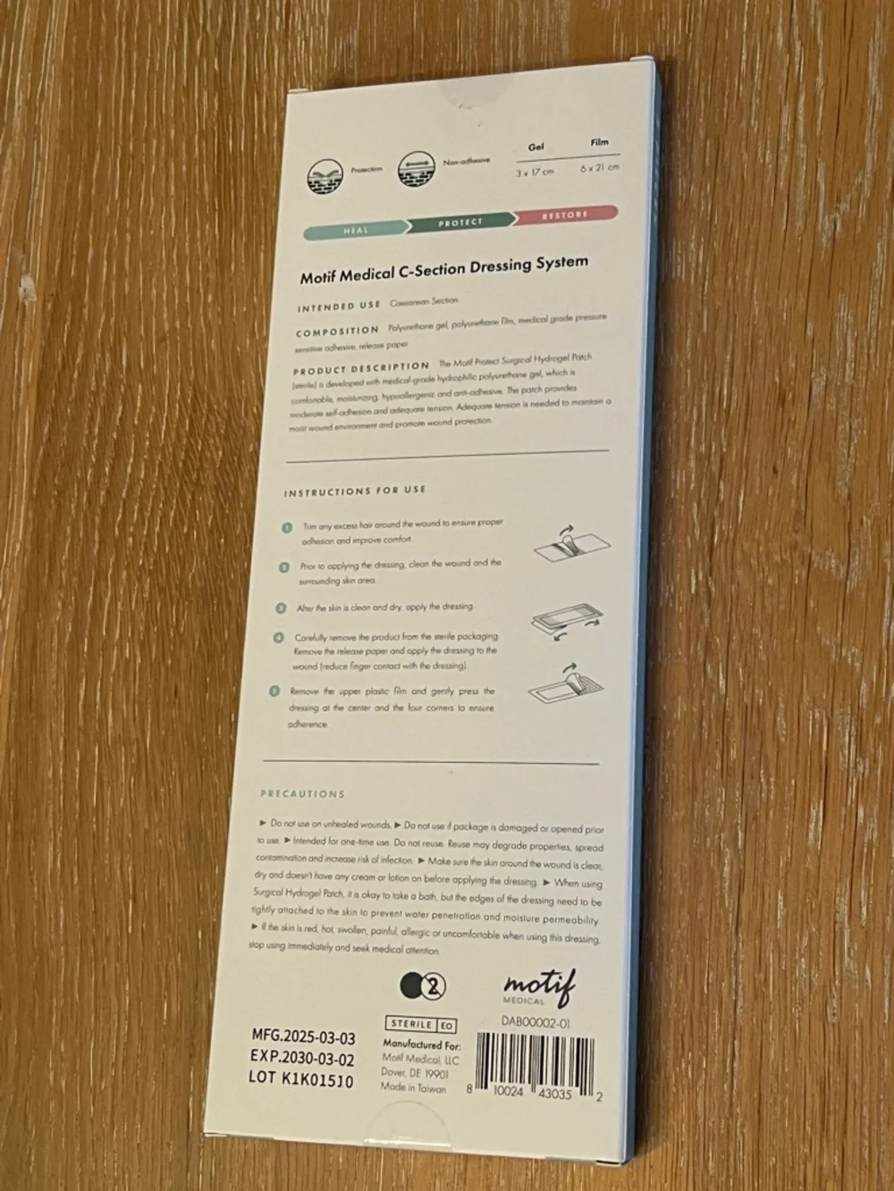 🩹🤕NWT MOTIF MEDICAL CESAREAN POSTPARTUM WOUND DRESSING STEP 2🤕🩹
